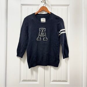 Abercrombie & Fitch Varsity Letter "A" Navy Blue Sweater